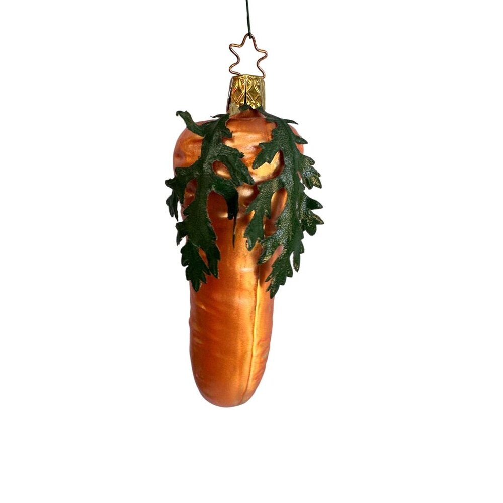Inge Glass Heirloom Carrot Ornament Hand Blown Glass Germany 4.5" Star Cap - Picture 2 of 4